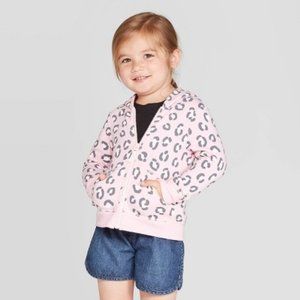 Toddler Girls Animal Print Fleece Zip-Up Hoodie